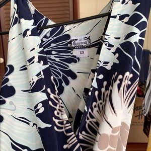 Mara faux wrap dress protea blue linen